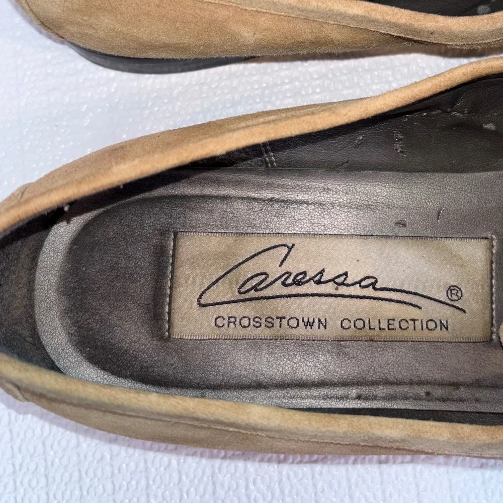 Loafers Caressa Crosstown‎ Collection Suede Leather Tan Brown Flats Shoes 9M